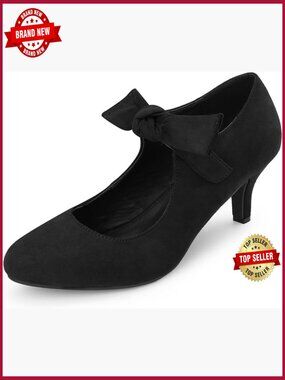 Closed Toe Bow Knot Ankle Strap Mary Jane Pumps Kitten Heel